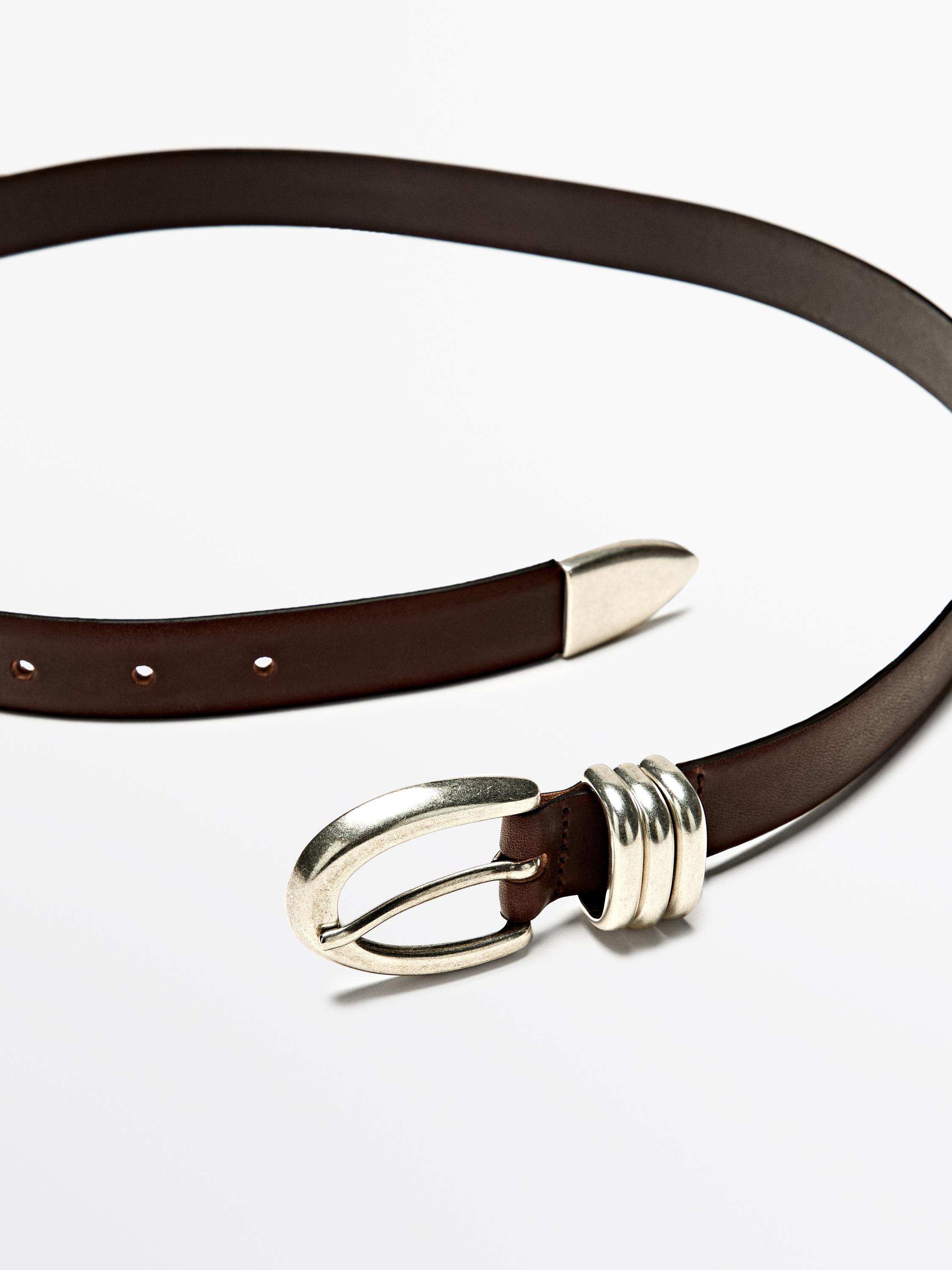 Ceinture en cuir nappa détail métallique